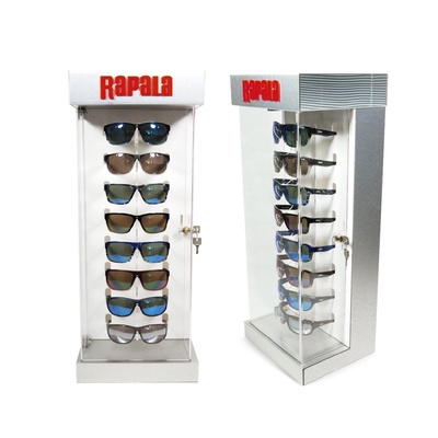 Shop sunglasses display, 8 pairs, brushed metal